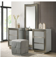 FM7251GY-V-SET Vanity Set Satin Fabric, Solid Wood Ventor Collection by Furniture of America