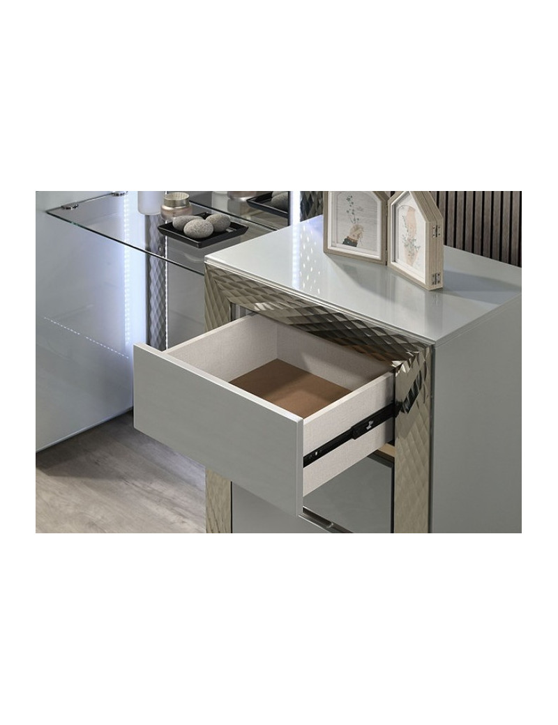 FM7251GY-V-SET Vanity Set Satin Fabric, Solid Wood Ventor Collection by Furniture of America