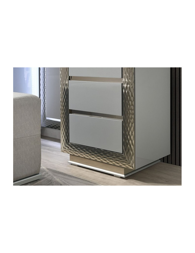 FM7251GY-V-SET Vanity Set Satin Fabric, Solid Wood Ventor Collection by Furniture of America