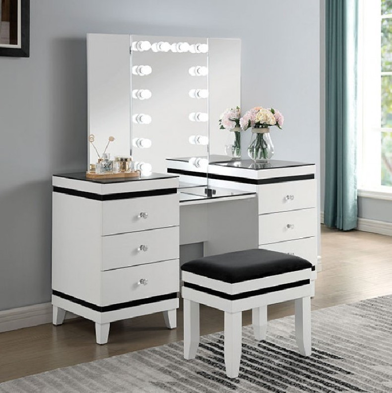 Vanity Set Madonna Collection White/Black by Furniture of America