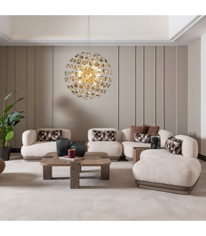 6PC Modular Sectional Saddle Brown Finish Bristol Point Collection By Michael Amini