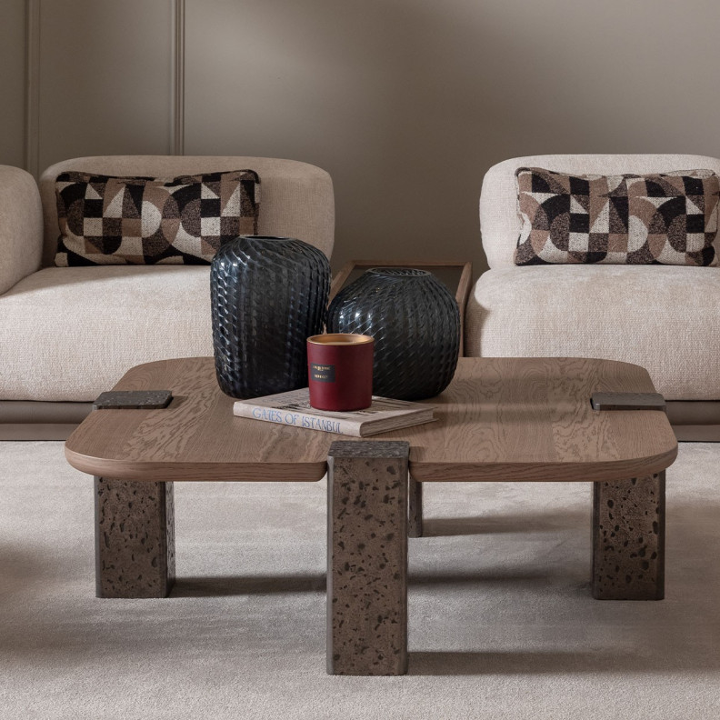 Cocktail Table Large Saddle Brown Bristol Collection By Michael Amini