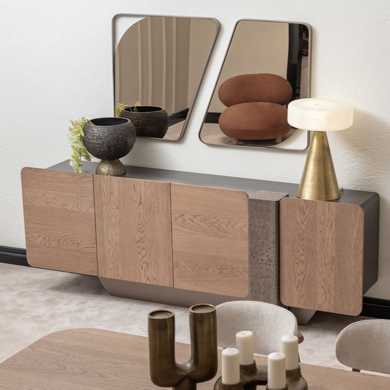 Console Table Saddle Brown Bristol Point Collection by Michael Amini. LFR-BSTL223-226