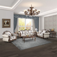 LV03830 Living room Beige Fabric & Cherry Finish Pierce Collection By Acme Furniture