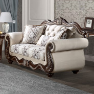 LV03830 Living room Beige Fabric & Cherry Finish Pierce Collection By Acme Furniture