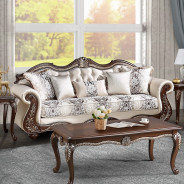LV03830 Living room Beige Fabric & Cherry Finish Pierce Collection By Acme Furniture