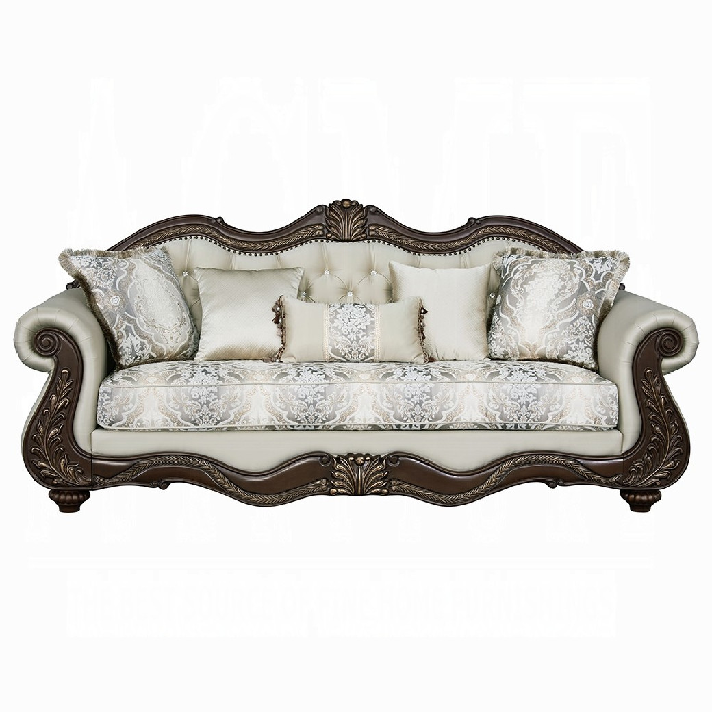 LV03830 Living room Beige Fabric & Cherry Finish Pierce Collection By Acme Furniture