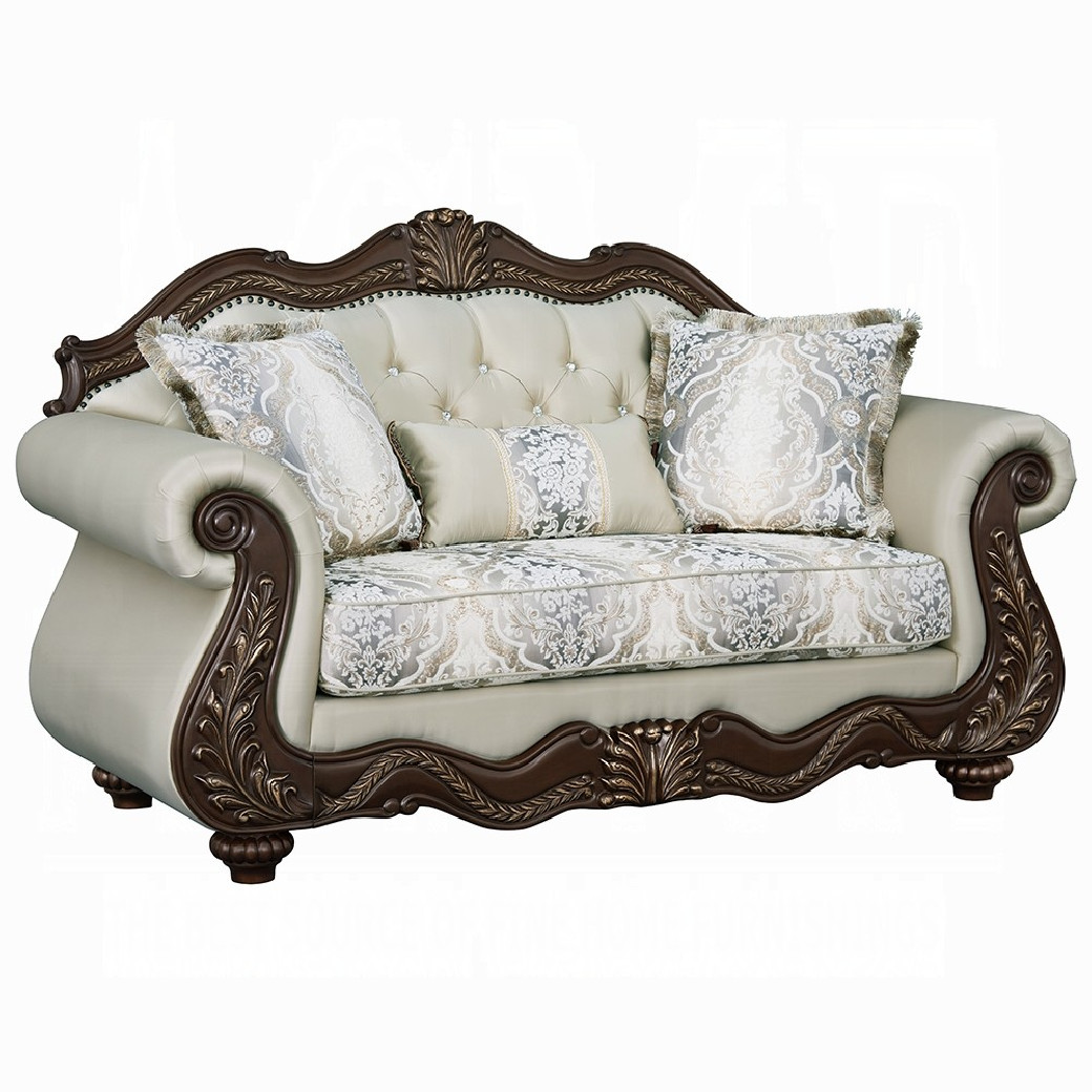 LV03830 Living room Beige Fabric & Cherry Finish Pierce Collection By Acme Furniture