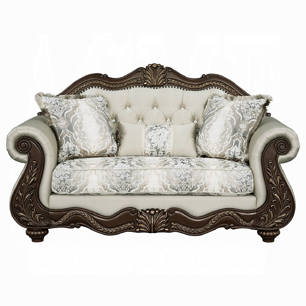 LV03830 Living room Beige Fabric & Cherry Finish Pierce Collection By Acme Furniture