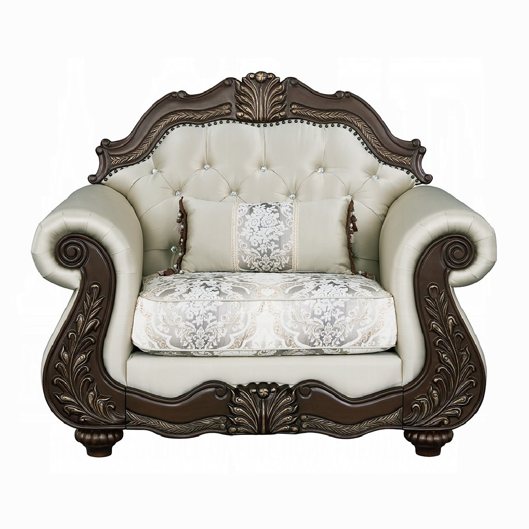 LV03830 Living room Beige Fabric & Cherry Finish Pierce Collection By Acme Furniture