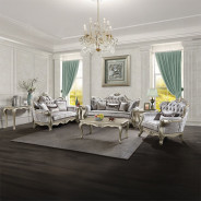 LV03820 Living Room Beige Fabric & Champagne Finish Libertee Collection By Acme Furniture