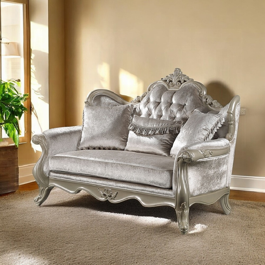 LV03820 Living Room Beige Fabric & Champagne Finish Libertee Collection By Acme Furniture