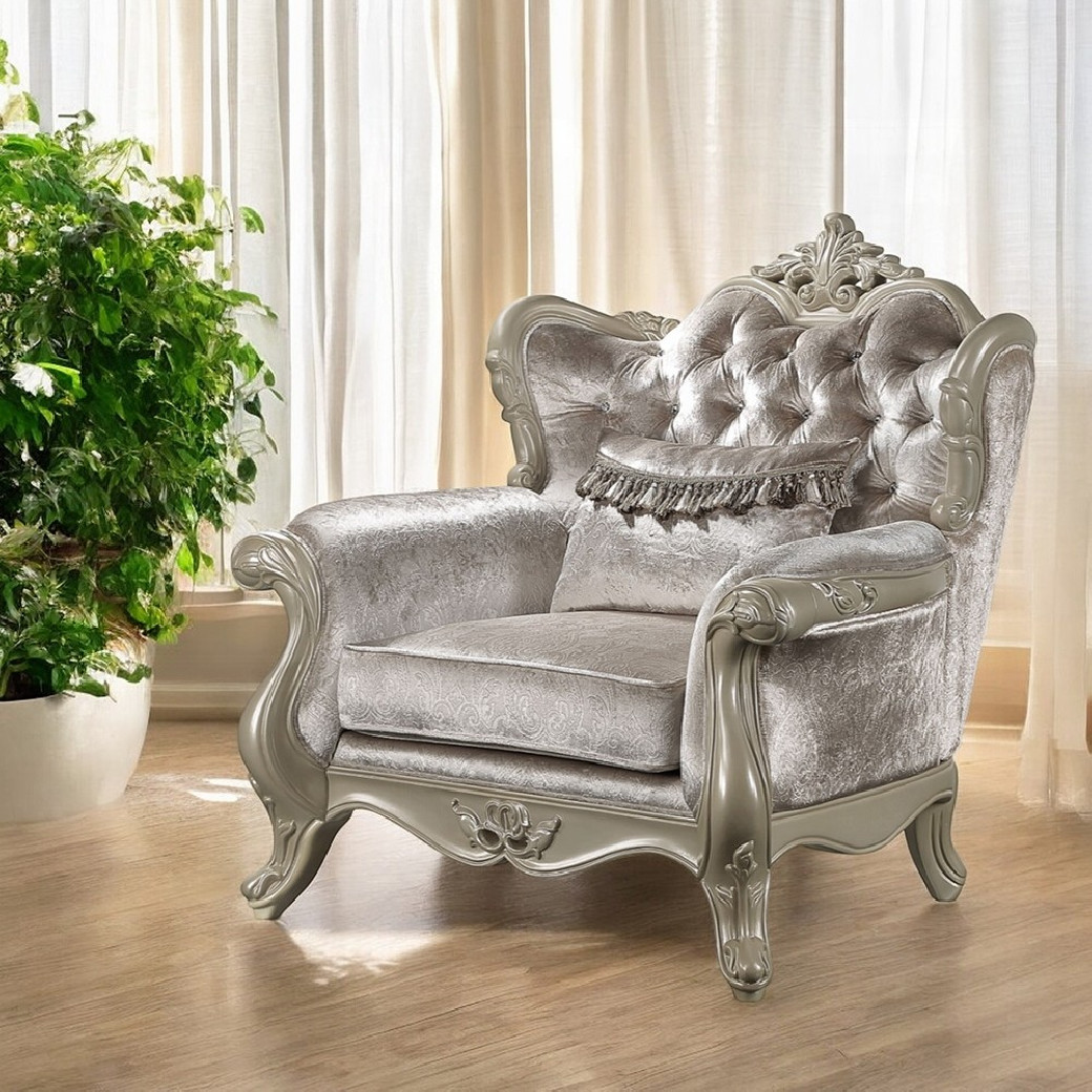 LV03820 Living Room Beige Fabric & Champagne Finish Libertee Collection By Acme Furniture