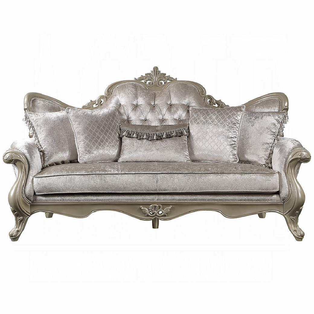 LV03820 Living Room Beige Fabric & Champagne Finish Libertee Collection By Acme Furniture