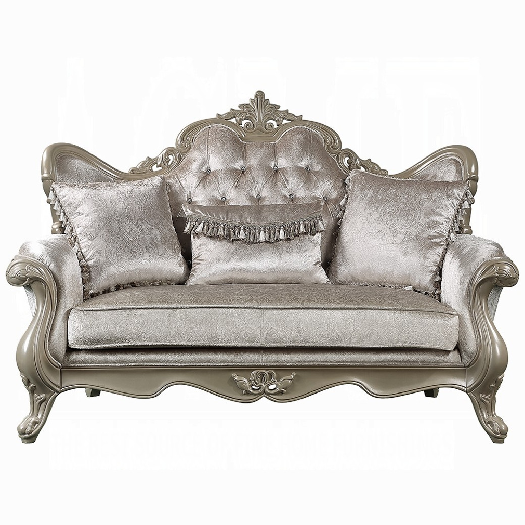 LV03820 Living Room Beige Fabric & Champagne Finish Libertee Collection By Acme Furniture