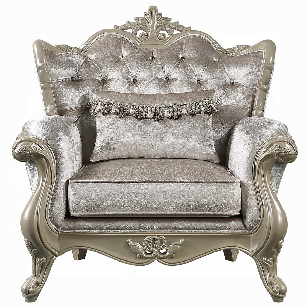 LV03820 Living Room Beige Fabric & Champagne Finish Libertee Collection By Acme Furniture