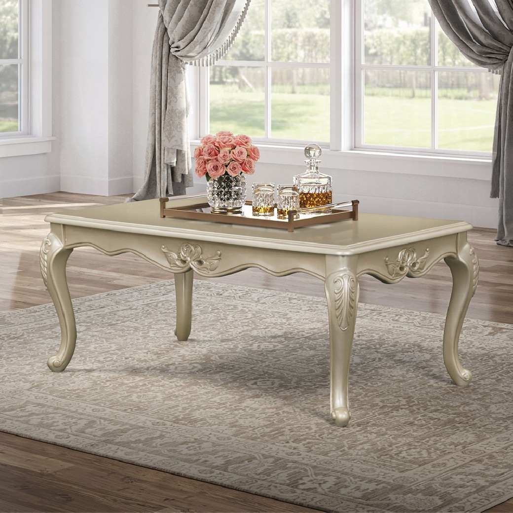 LV03820 Living Room Beige Fabric & Champagne Finish Libertee Collection By Acme Furniture