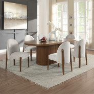 DN02855 7PC Dining Set Oak Finish Contemporary Style Gamarya Collection By Acme Furniture