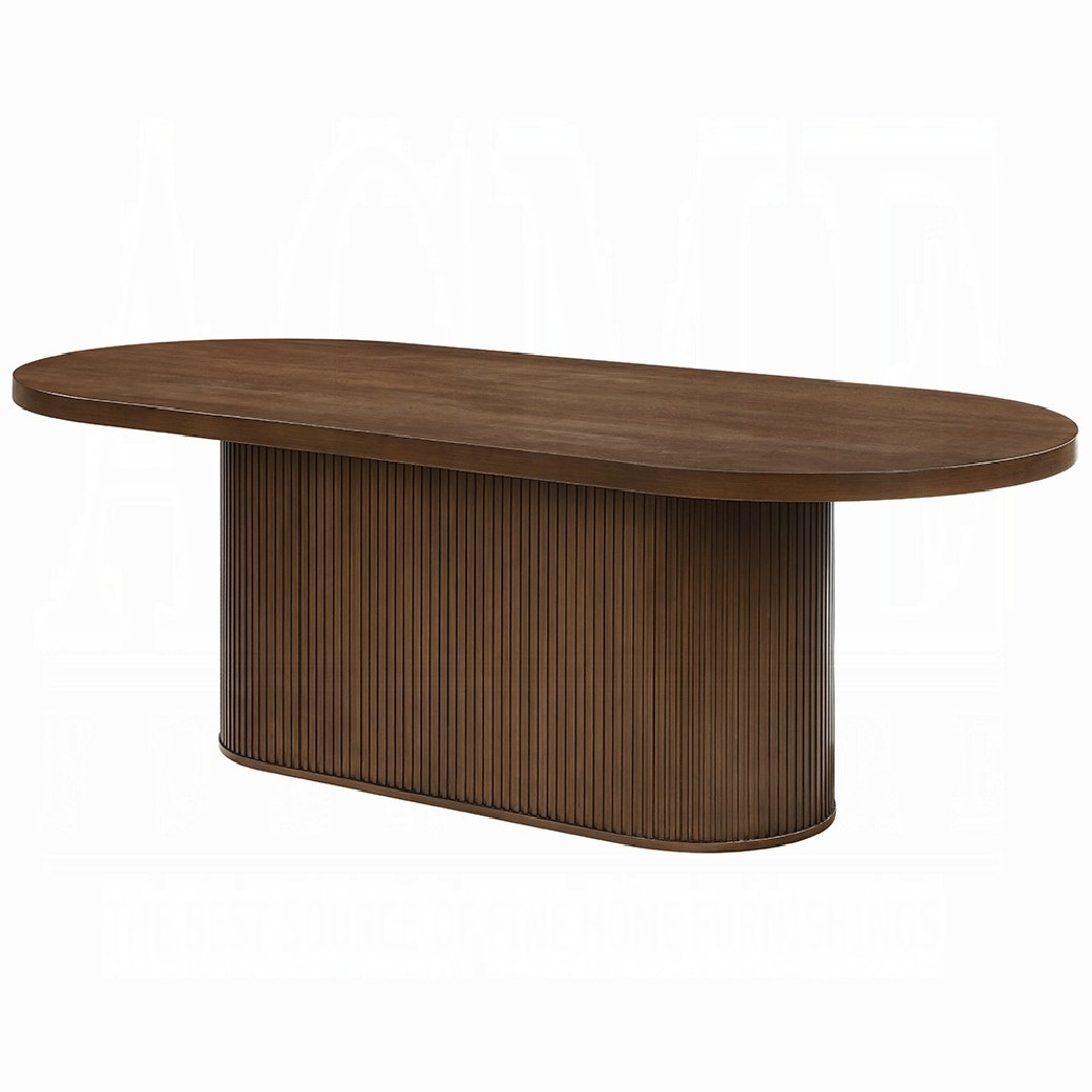 DN02855 7PC Dining Set Oak Finish Contemporary Style Gamarya Collection By Acme Furniture
