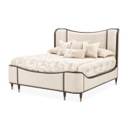 Queen Upholstered Bed 3pc Warm Pecan Camellia Field Collection By Michael Amini 9090000EK3-400