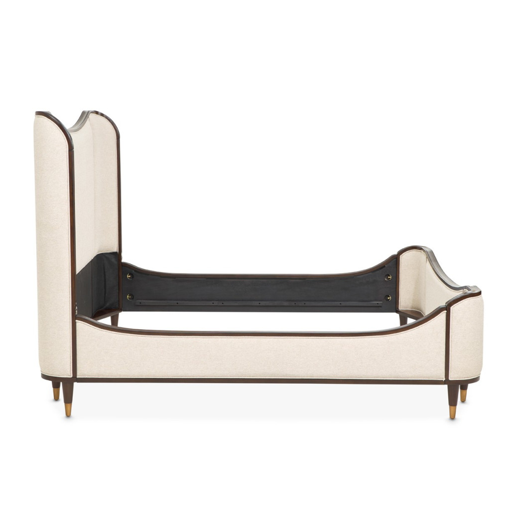 Queen Upholstered Bed 3pc Warm Pecan Camellia Field Collection By Michael Amini 9090000EK3-400