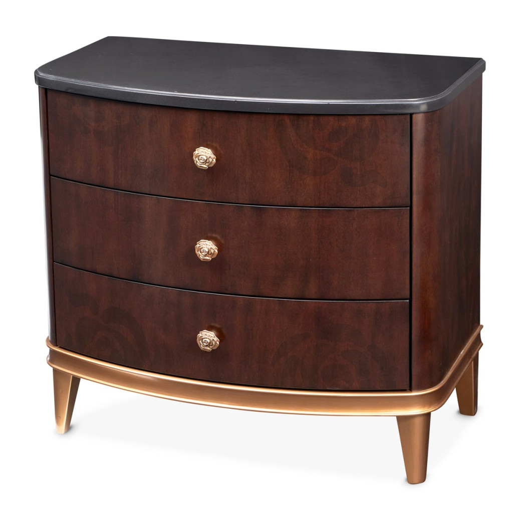 Nightstand Warm Pecan Camellia Field Collection By Michael Amini 9090040-400