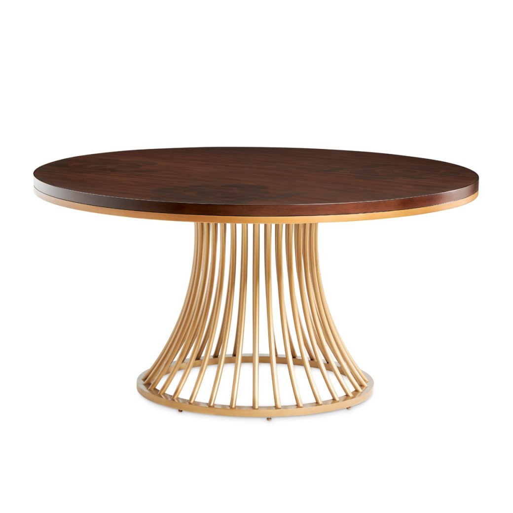 5PC Round Dining Table Warm Pecan Camellia Field Collection By Michael Amini 9090001-400