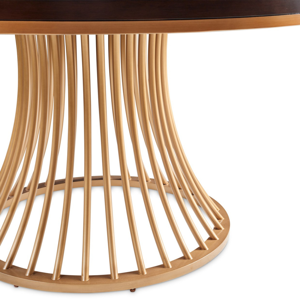 5PC Round Dining Table Warm Pecan Camellia Field Collection By Michael Amini 9090001-400