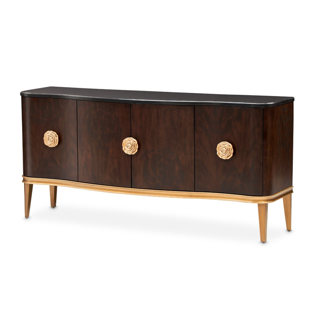7PC Rectabgular Dining Table Warm Pecan Camellia Field Collection By Michael Amini 9090002-400