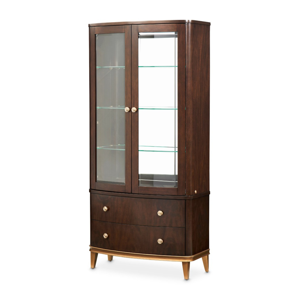 Display Cabinet 2pc Warm Pecan  Camellia Field Collection By Michael Amini 9090209-400