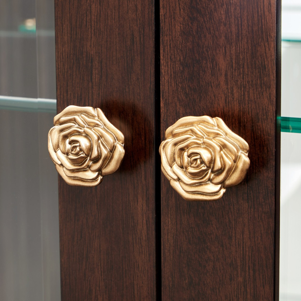 Display Cabinet 2pc Warm Pecan  Camellia Field Collection By Michael Amini 9090209-400