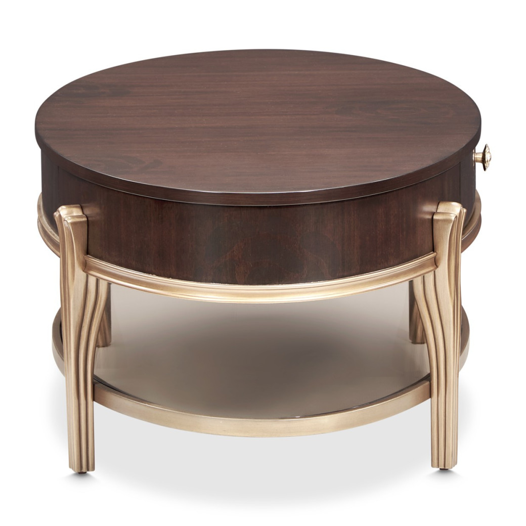 Oval Cocktail Table Warm Pecan Camellia Field Collection By Michael Amini 9090201-400