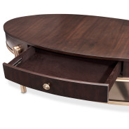 Oval Cocktail Table Warm Pecan Camellia Field Collection By Michael Amini 9090201-400