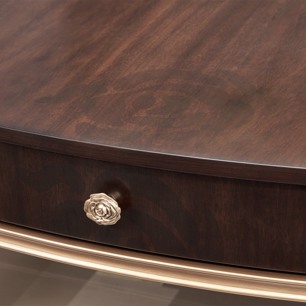 Oval Cocktail Table Warm Pecan Camellia Field Collection By Michael Amini 9090201-400