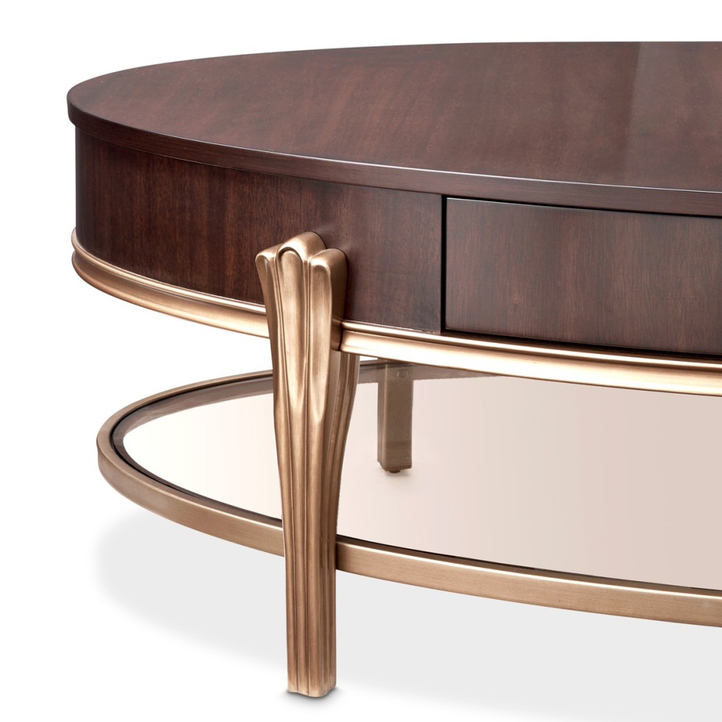 Oval Cocktail Table Warm Pecan Camellia Field Collection By Michael Amini 9090201-400