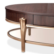 Oval Cocktail Table Warm Pecan Camellia Field Collection By Michael Amini 9090201-400