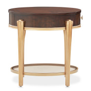 Round End Table w/Drawer Warm Pecan Camellia Field Collection By Michael Amini 9090202-400