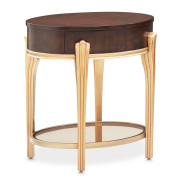 Round End Table w/Drawer Warm Pecan Camellia Field Collection By Michael Amini 9090202-400