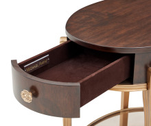 Round End Table w/Drawer Warm Pecan Camellia Field Collection By Michael Amini 9090202-400