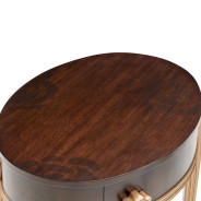 Round End Table w/Drawer Warm Pecan Camellia Field Collection By Michael Amini 9090202-400