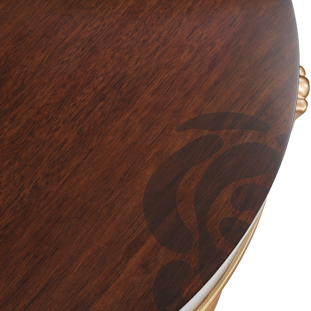 Round End Table w/Drawer Warm Pecan Camellia Field Collection By Michael Amini 9090202-400