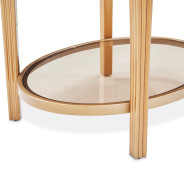 Round End Table w/Drawer Warm Pecan Camellia Field Collection By Michael Amini 9090202-400
