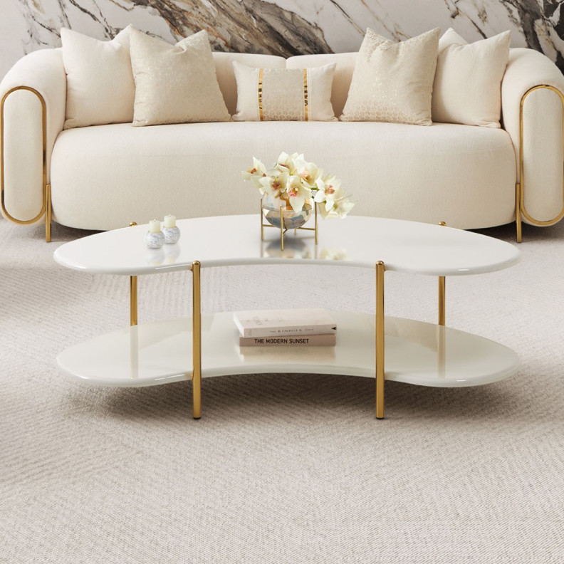 Cocktail Table Pearl White/Gold Sassani Collection By Michael Amini LFR-SSNI201-128