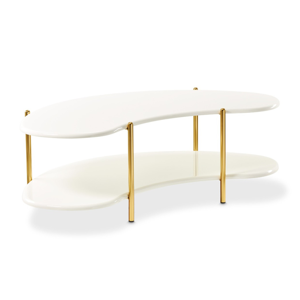 Cocktail Table Pearl White/Gold Sassani Collection By Michael Amini LFR-SSNI201-128