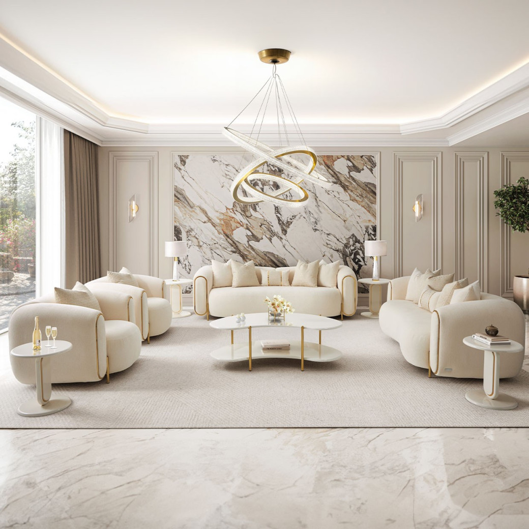 Cocktail Table Pearl White/Gold Sassani Collection By Michael Amini LFR-SSNI201-128