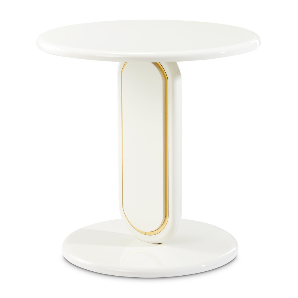End Table Pearl White/Gold Sassani Collection By Michael Amini LFR-SSNI202-128