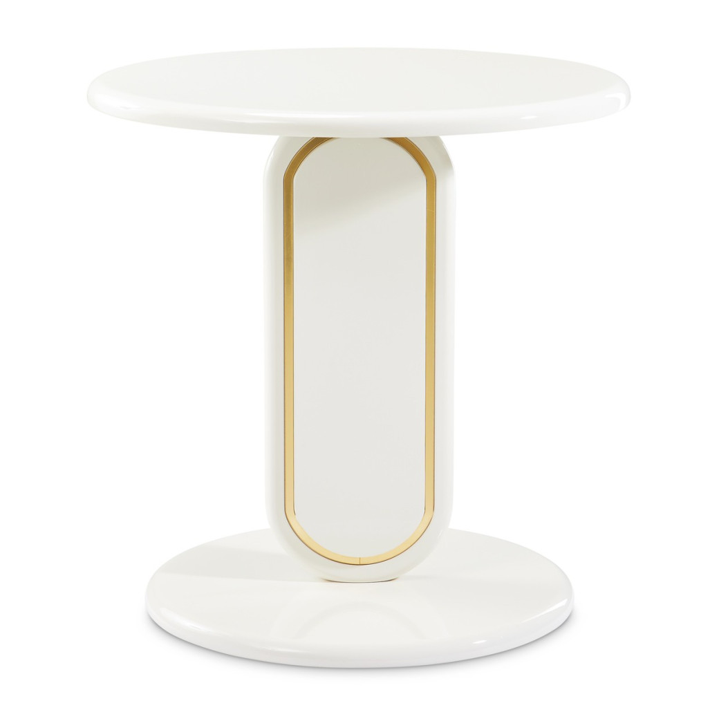 End Table Pearl White/Gold Sassani Collection By Michael Amini LFR-SSNI202-128