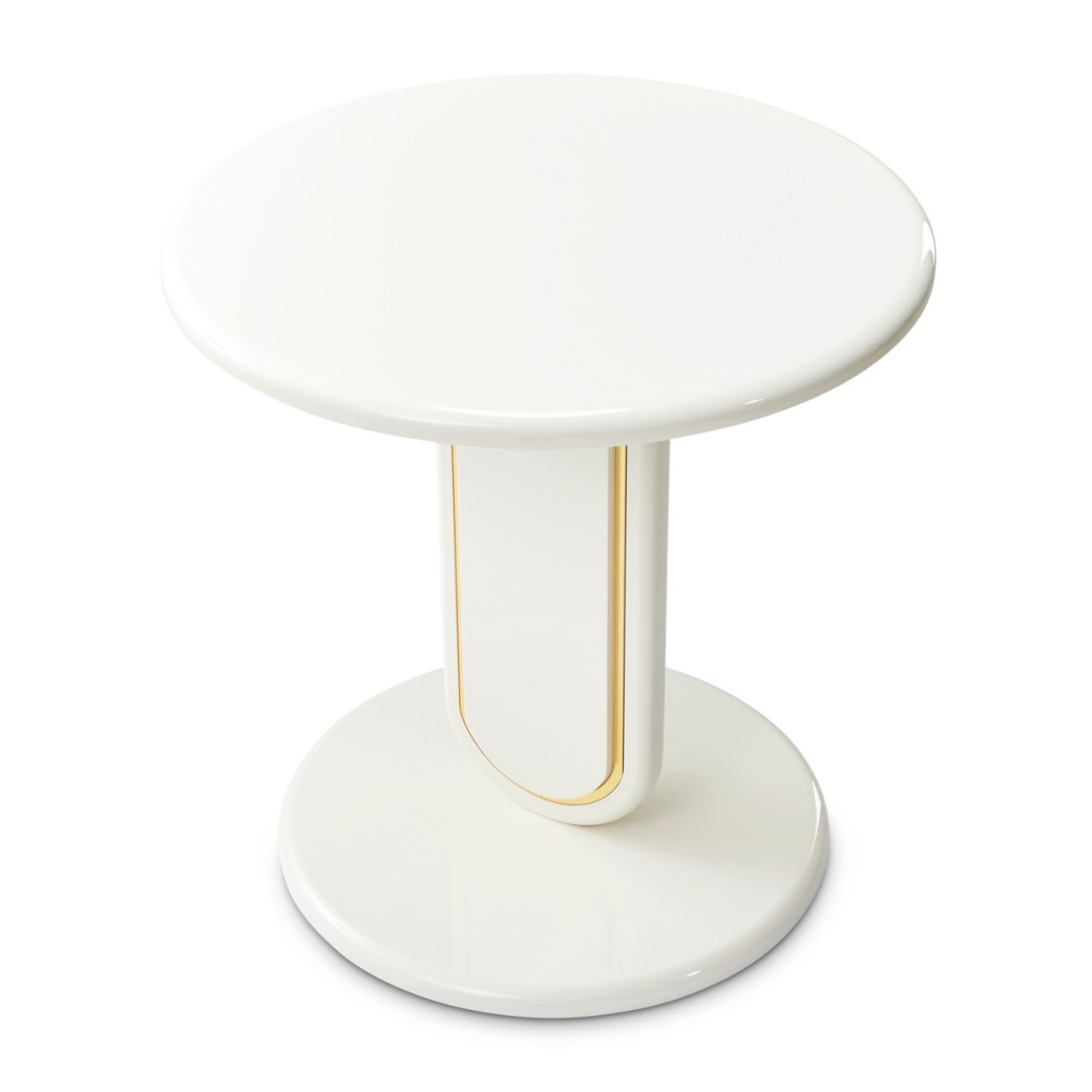 End Table Pearl White/Gold Sassani Collection By Michael Amini LFR-SSNI202-128