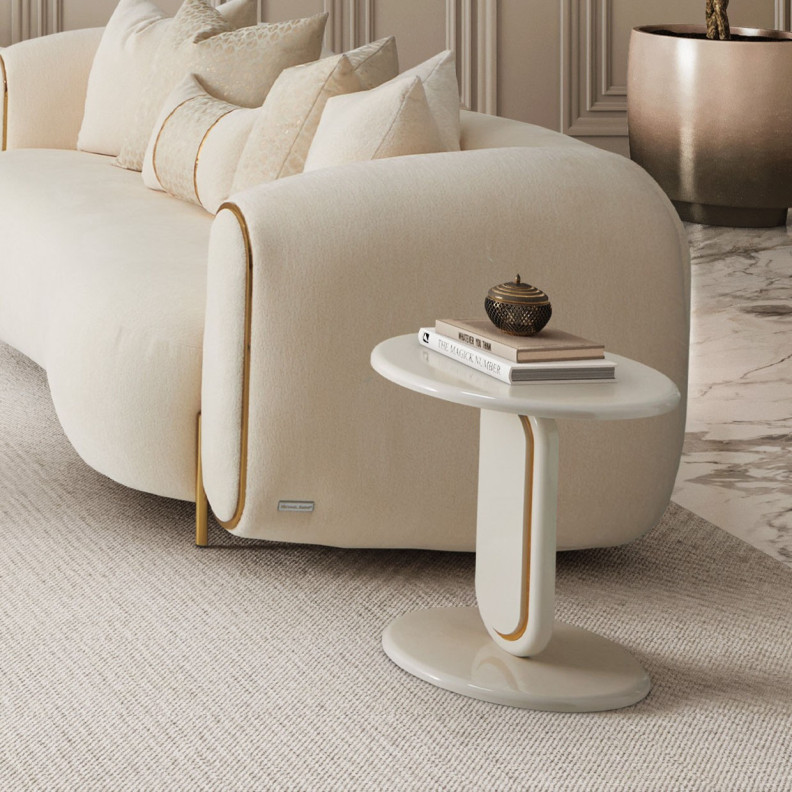 Accent Table Pearl White/Gold Sassani Collection By Michael Amini LFR-SSNI222-128