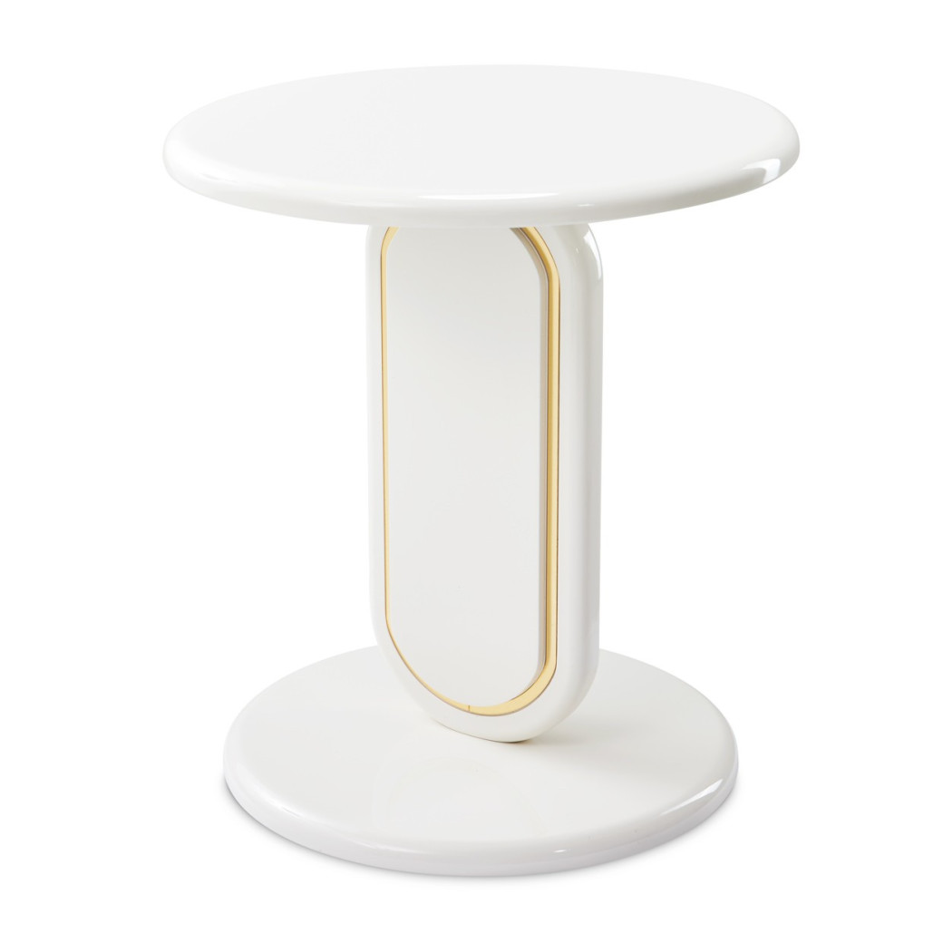 Accent Table Pearl White/Gold Sassani Collection By Michael Amini LFR-SSNI222-128